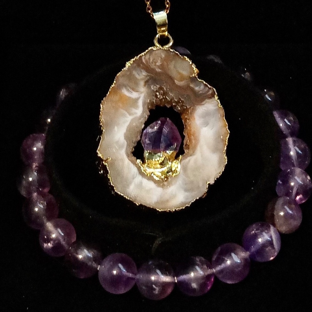 Amethyst Natural Handmade Stone Bracelet Set